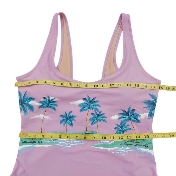 Old Navy Swimsuit Womens XL Lilac Padded Tropical Print Outdoor Pool Beach - Picture 11 of 12